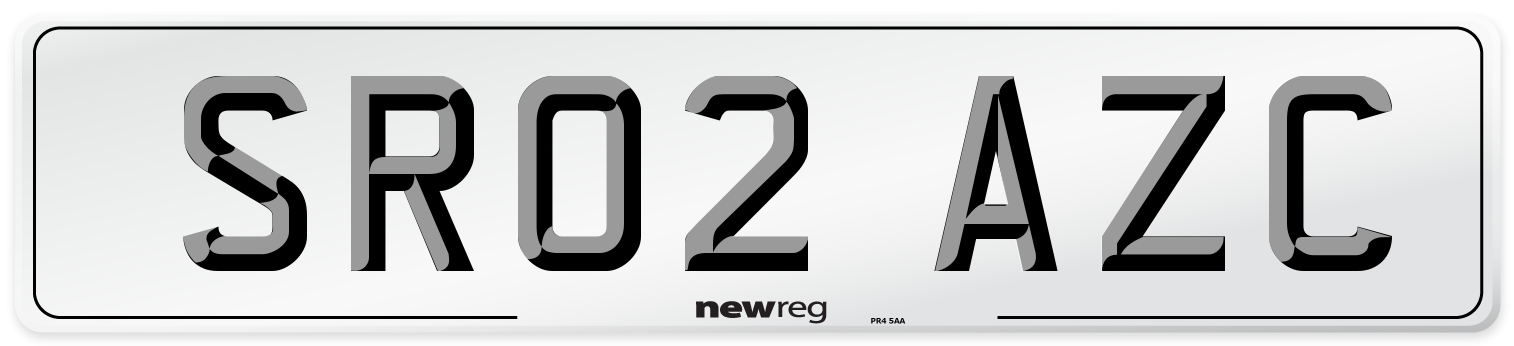 SR02 AZC Number Plate from New Reg